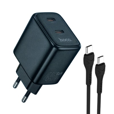Cargador Hoco DC109 PD45W C y C cable C a C Negro1