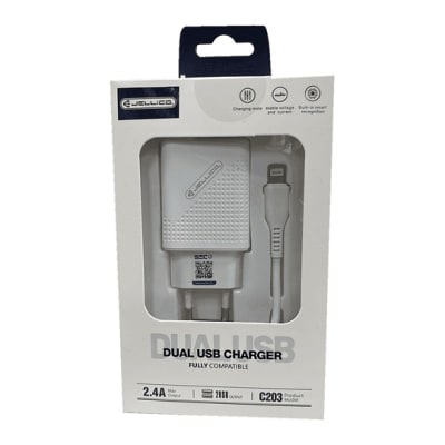 JELLICO CHARGER KIT DUAL 2.4A USB FOR LIGHTNING C2031