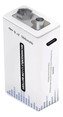 BATERIA LITIO RECARGABLE 9V 500mAh CON CABLE DE CARGA TIPO C1