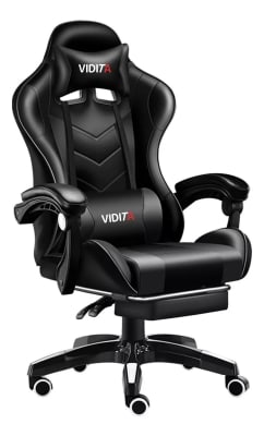 Silla Gamer Profesional GX2000 con Reposapiés-Negro Vidita1