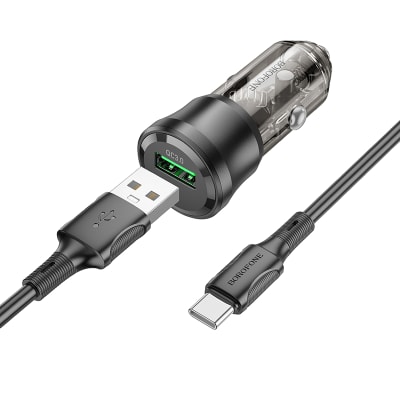 SINGLE PORT CAR CHARGER CON CABLE TIPO C 18W BOROFONE4