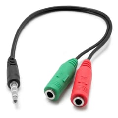 ADAPTADOR DE PLUG 3.5 MACHO A 3.5 HEMBRA X2 MIC/AUD