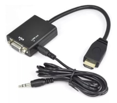 ADAPTADOR HDMI A VGA CON SALIDA DE AUDIO Y CONEXION AUXILIAR