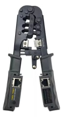 CRIMPADORA RJ45 CORTADOR Y PROBADOR DE CABLES 2 EN 1 468ST NEGRO