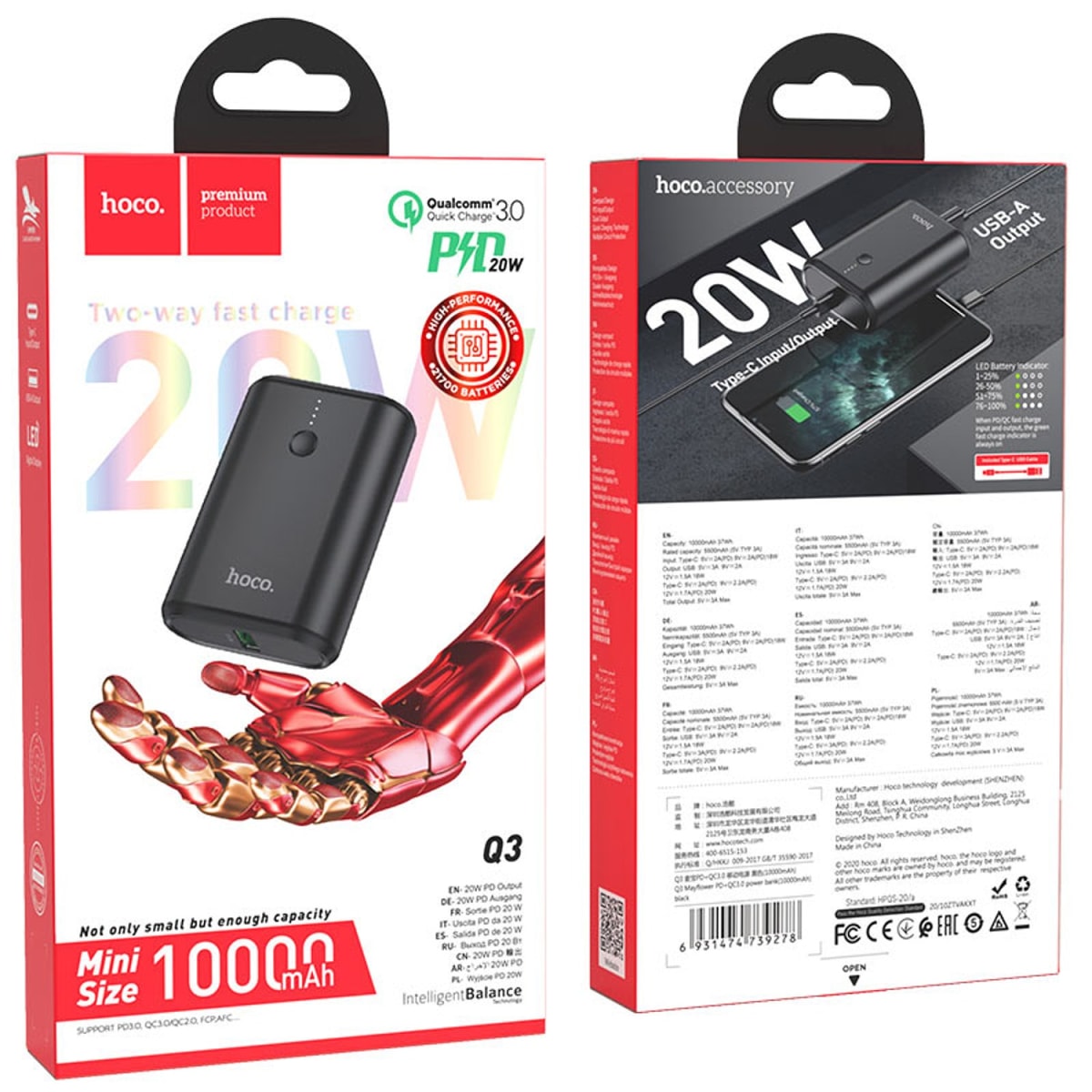 HOCO MINI SIZE 10000MAH Q3 PD 20W QC3.02
