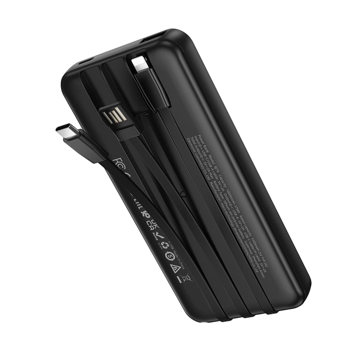 BOROFONE ULTRA-THIN POWER BANK 10000 MAH BUILT-IN 3 CABLES3
