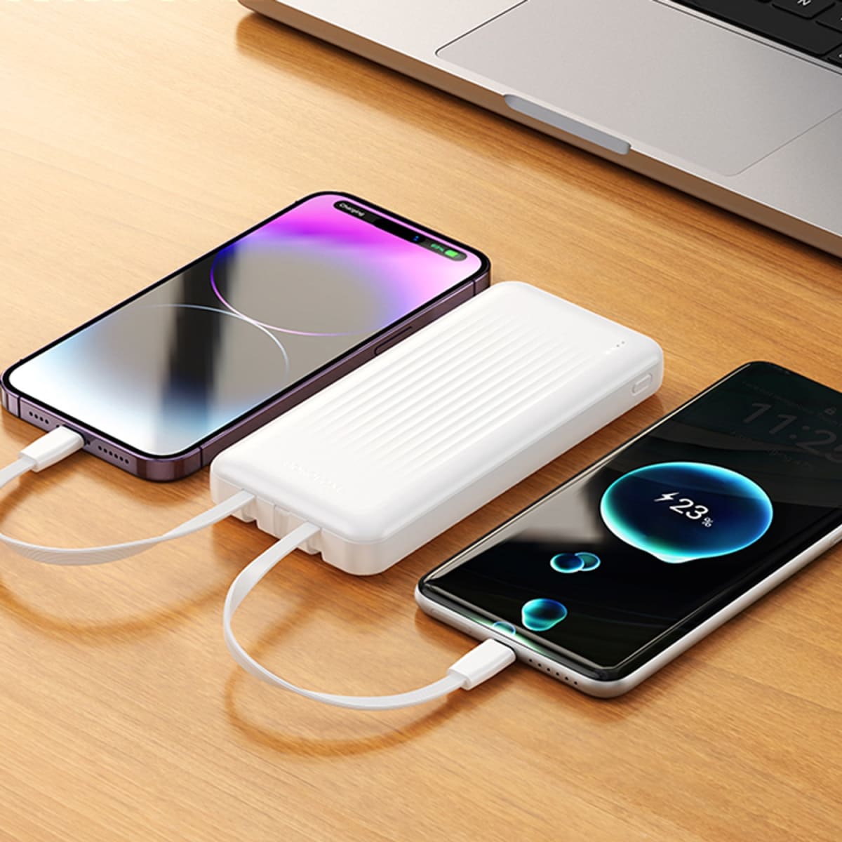 BOROFONE ULTRA-THIN POWER BANK 10000 MAH BUILT-IN 3 CABLES4