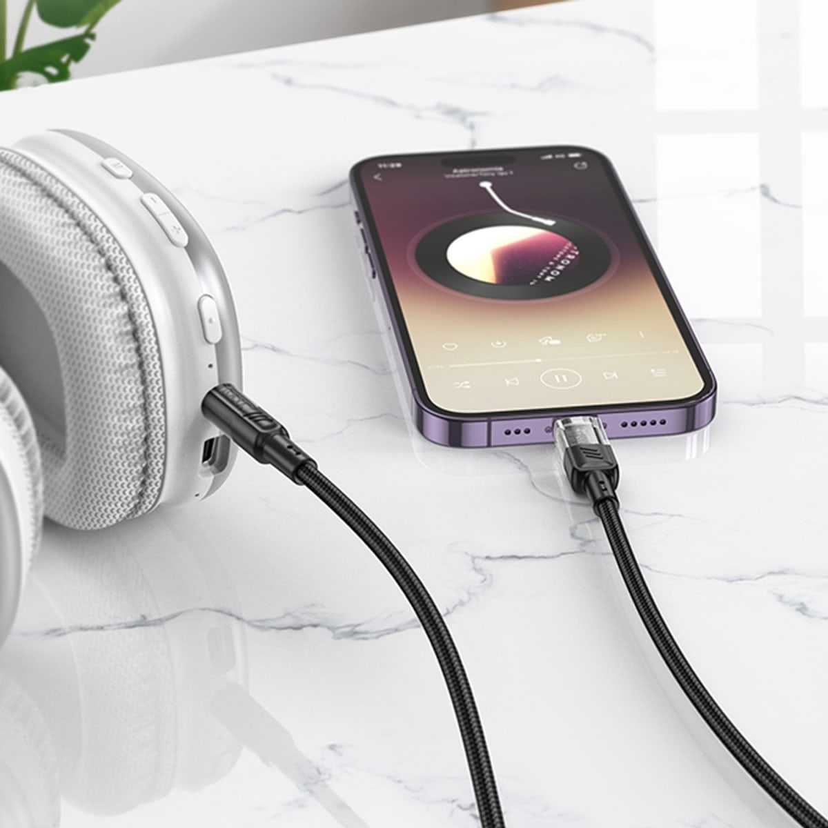 Cable Audio Hoco UPA27 Spirit 3.5mm a Lightning Negro4