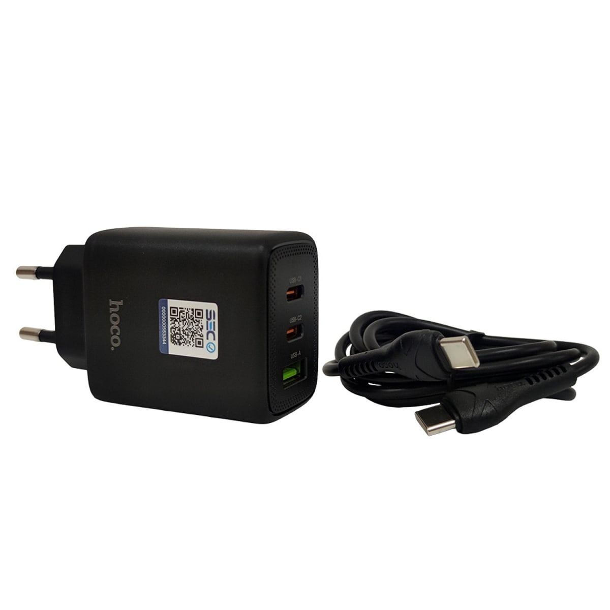 Cargador Hoco DC117 State PD65W 2C1A Cable C a C Negro 0