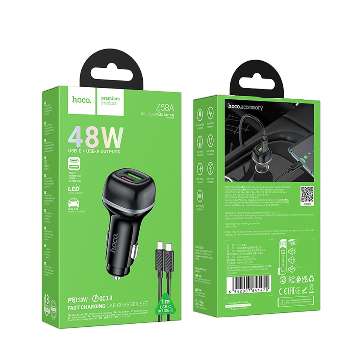 FAST CHARGING CAR CHARGER SET 48W Z58A HOCO2