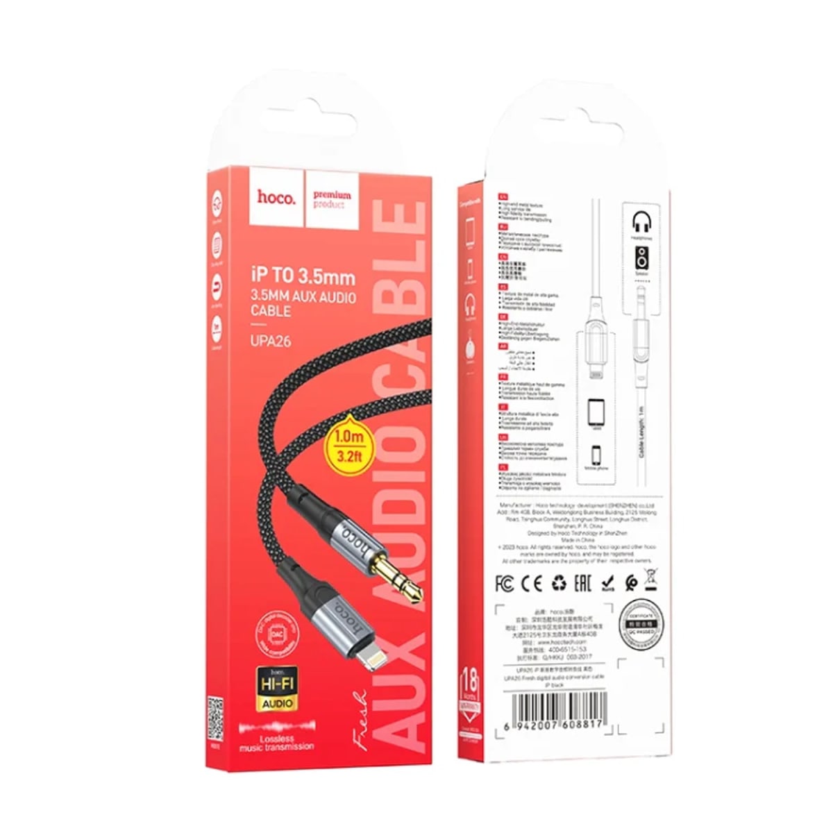 CABLE AUX AUDIO TO IP 3.5MM UPA26 HOCO2