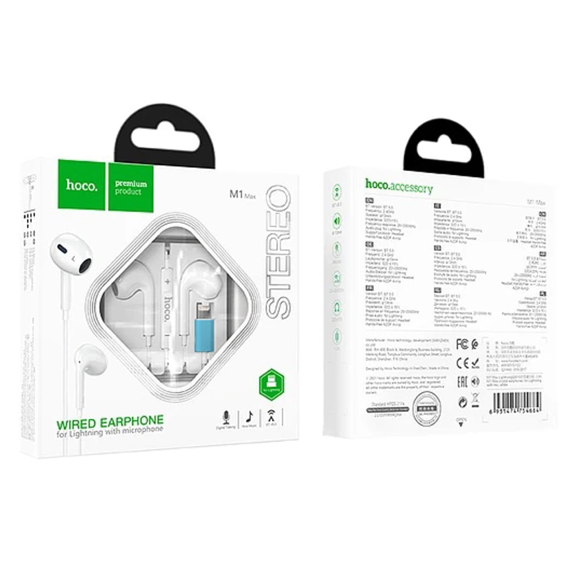 HOCO EARPHONES 3.5MM PLUG WITH MICROPHONE2