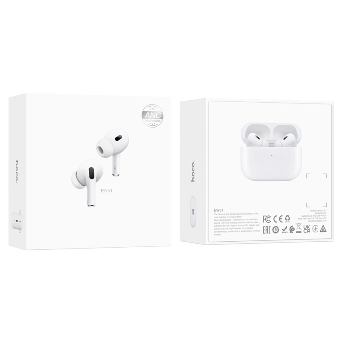 HOCO EW51 TRUE WIRELESS ANC NOISE REDUCTION BT HEADSET WHITE2