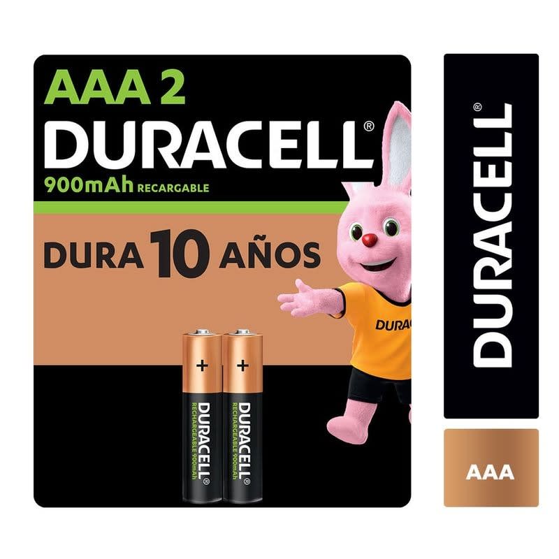 PILA AAA 2 UNIDADES DURACELL RECARGABLE 900MAH 1.2V2