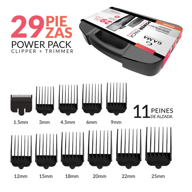 POWER PACK CLIPPER + TRIMMER GAMA GM566 29PIEZAS7