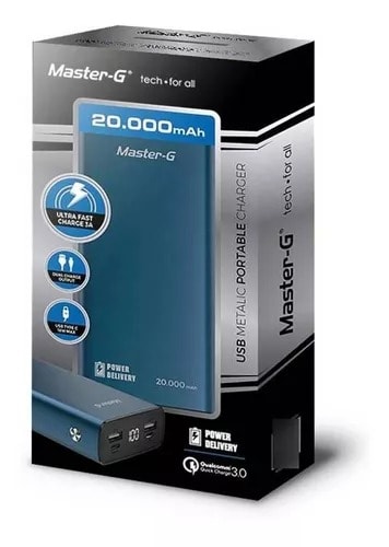 MASTER-G USB METALIC PORTABLE CHARGER 20000MAH 3A2