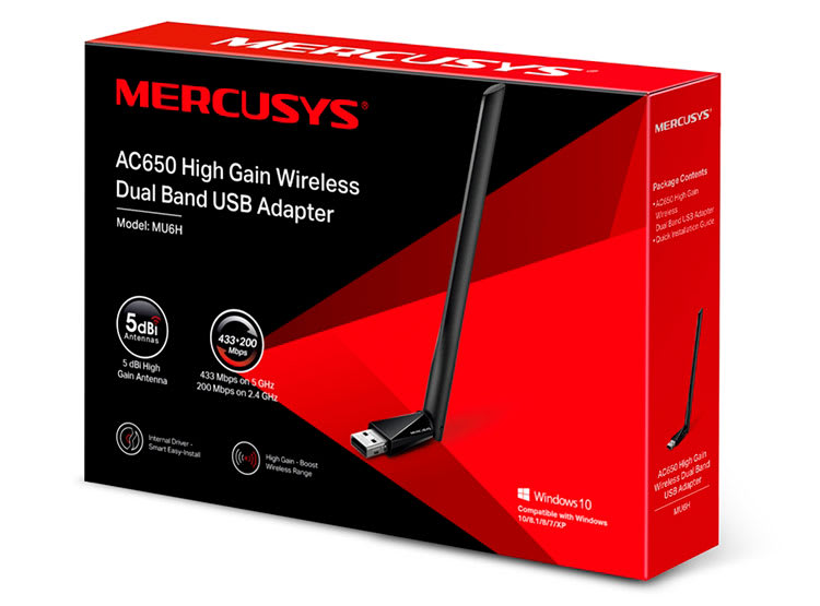 ADAPTADOR USB WIRELESS MERCUSYS AC650 HIGH GAIN 0
