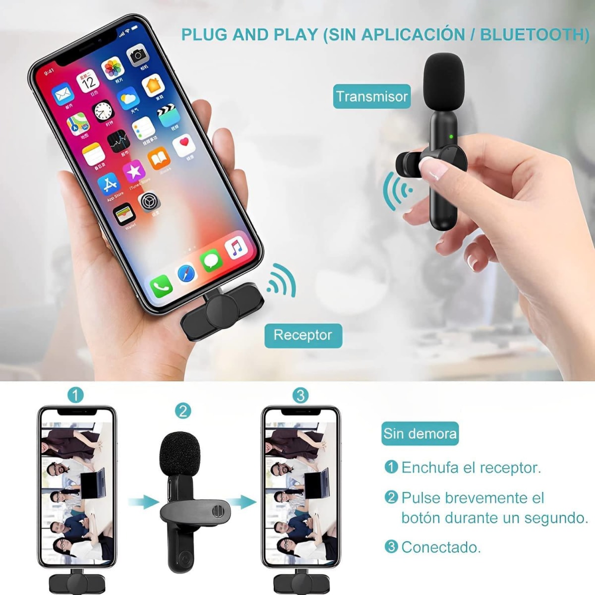 MICROFONO 2 UNIDS LAVALIER INALAMBRICO PARA IPHONE IPAD2