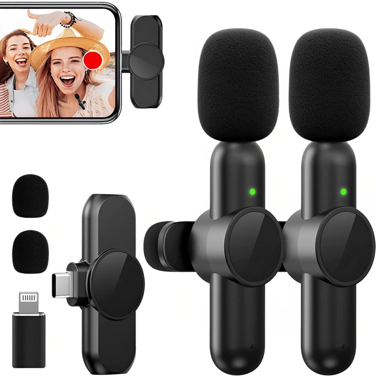 MICROFONO 2 UNIDS LAVALIER INALAMBRICO PARA IPHONE IPAD 0