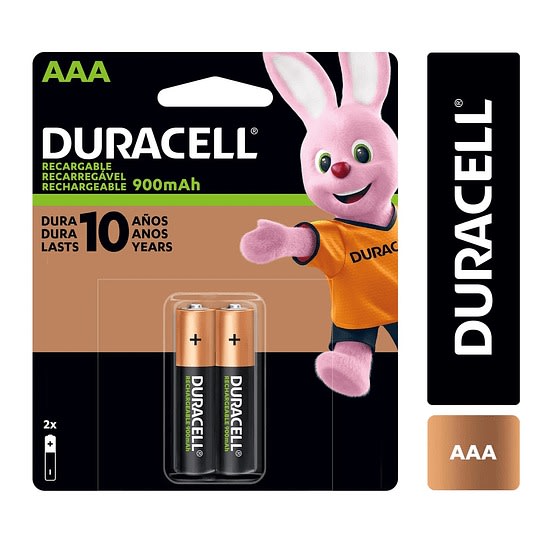 PILA AAA 2 UNIDADES DURACELL RECARGABLE 900MAH 1.2V3