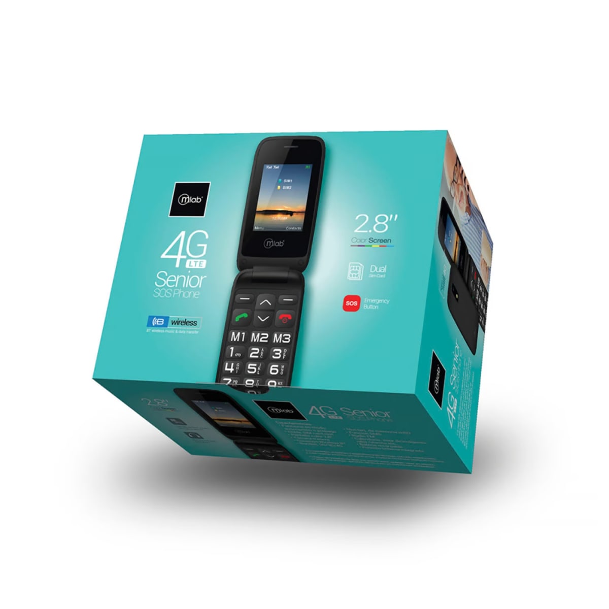 Celular Senior Mlab Shell Sos 4G Lte Negro Doble Sim3