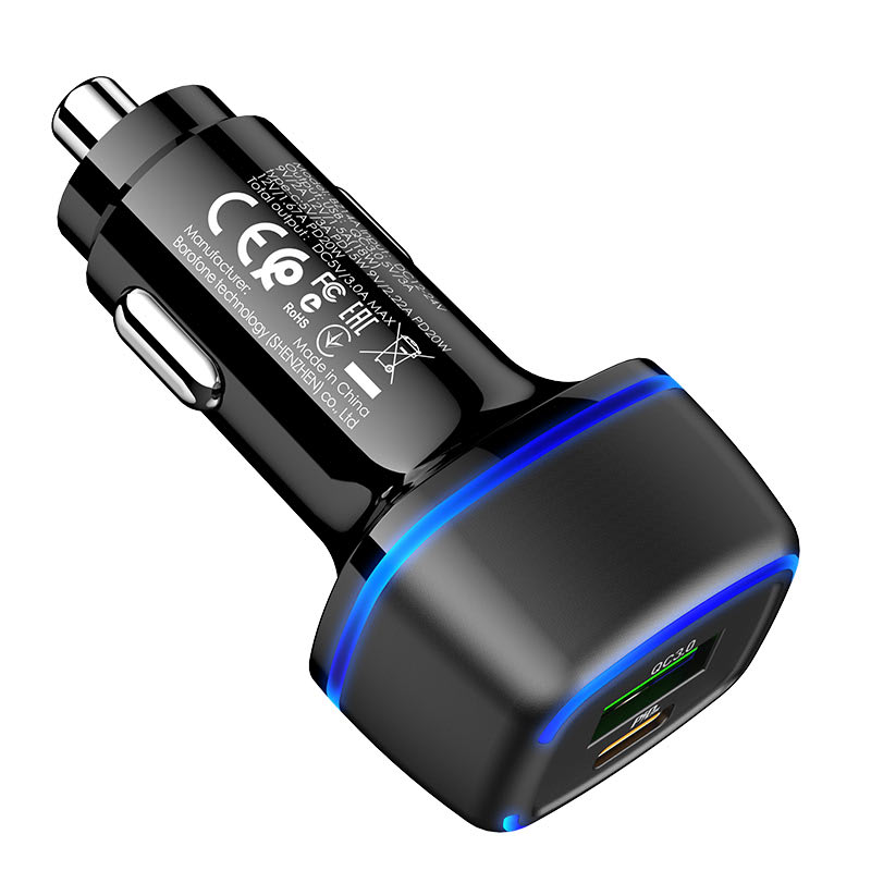 BOROFONE CAR CHARGER DUAL PORT USB - TYPE C 20W BZ14A2