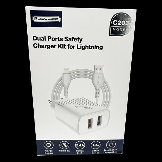 JELLICO CHARGER KIT DUAL 2.4A USB FOR LIGHTNING C2032