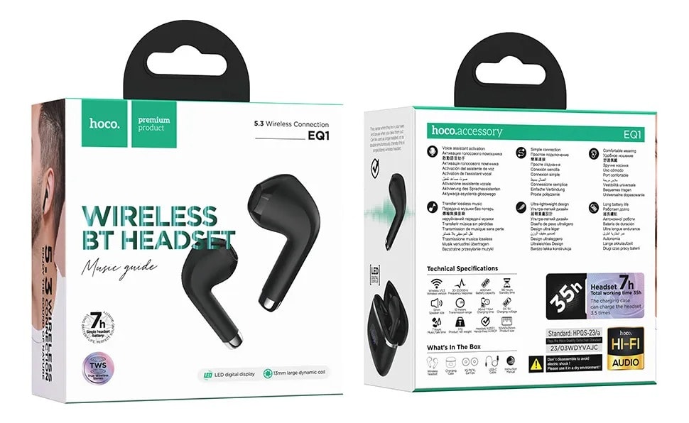 WIRELESS BT HEADSET 5.3 EQ1 7H HOCO3