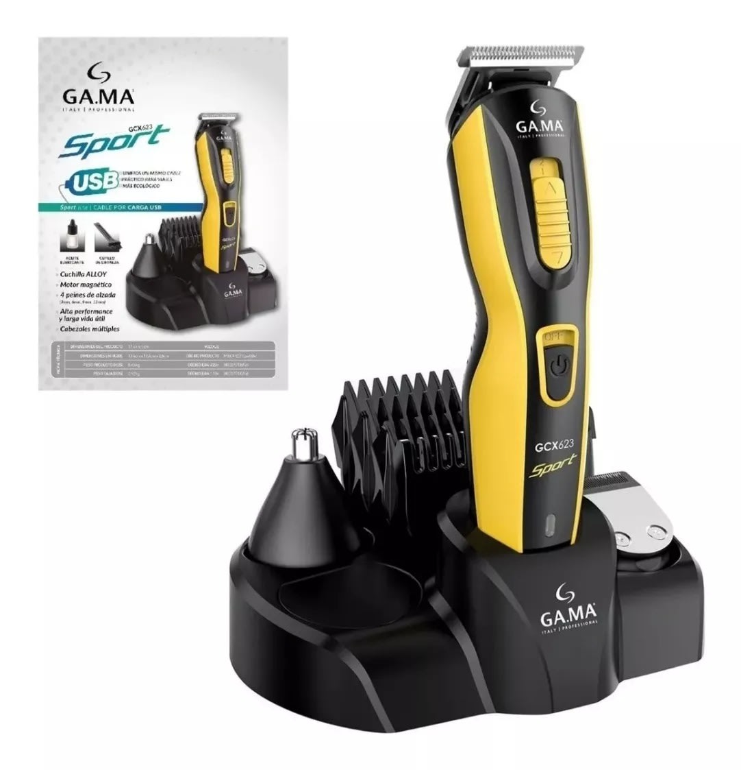 GAMA ITALY CORTADORA DE CABELLO SPORT GCX623 USB 5 PEINES4