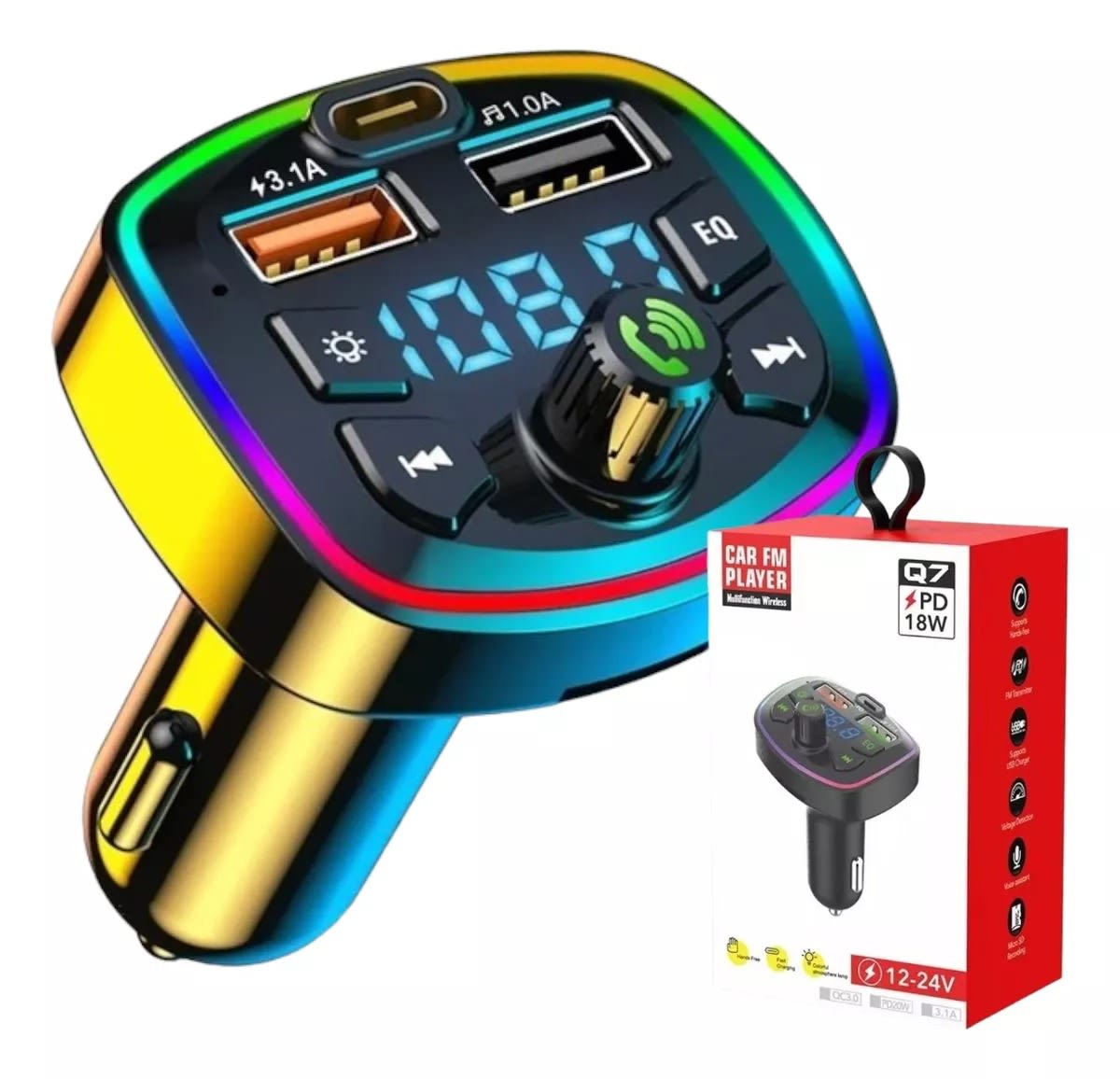 CAR FM PLAYER Q7 PD 20W 3.1A 12-24V2