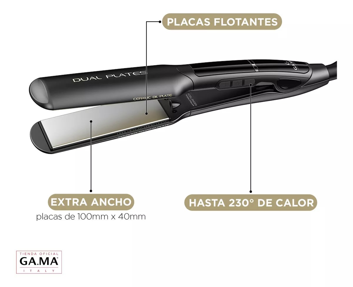 Plancha Alisadora Dual Plates Titanio Ceramic Wide Long 450°F3
