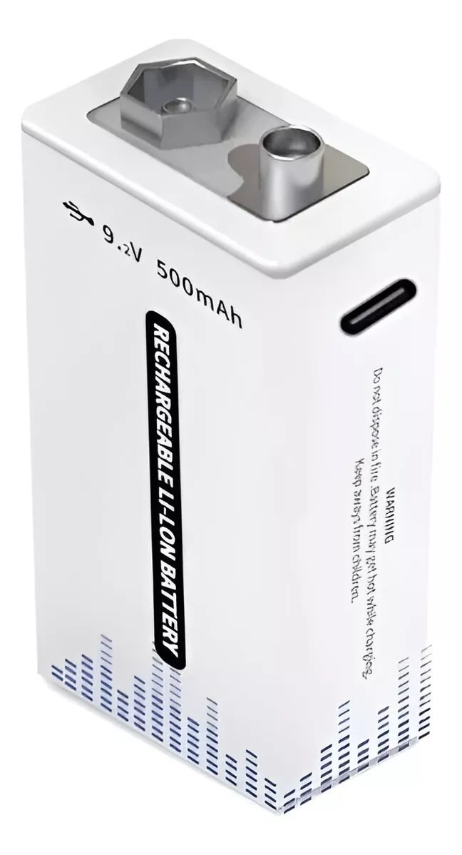 BATERIA LITIO RECARGABLE 9V 500mAh CON CABLE DE CARGA TIPO C 0