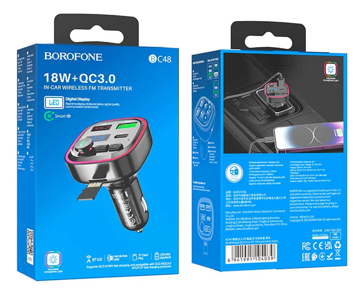 BOROFONE 18W+QC3.0 IN-CAR WIRELESS FM TRANSMITTER 0