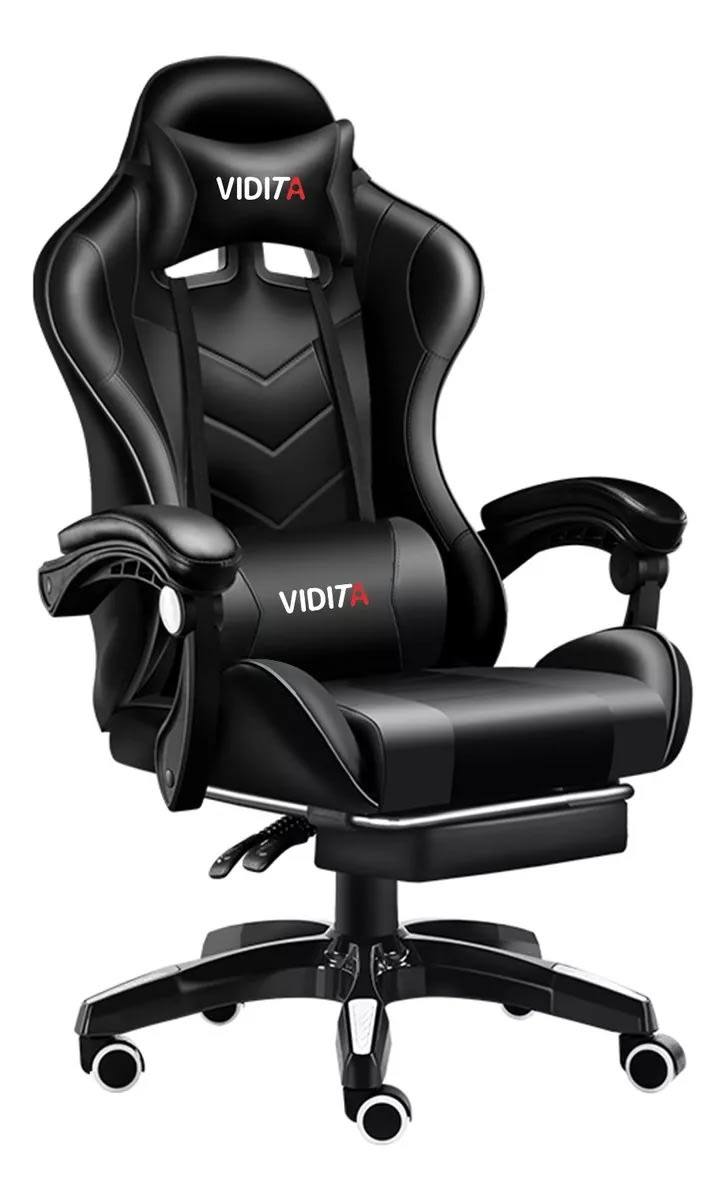 Silla Gamer Profesional GX2000 con Reposapiés-Negro Vidita 0