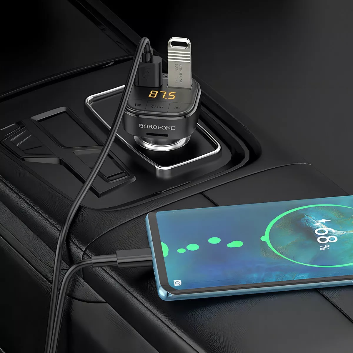 BOROFONE IN- CAR AUDIO WIRELESS FM TRANSMITTER 18W  BC434