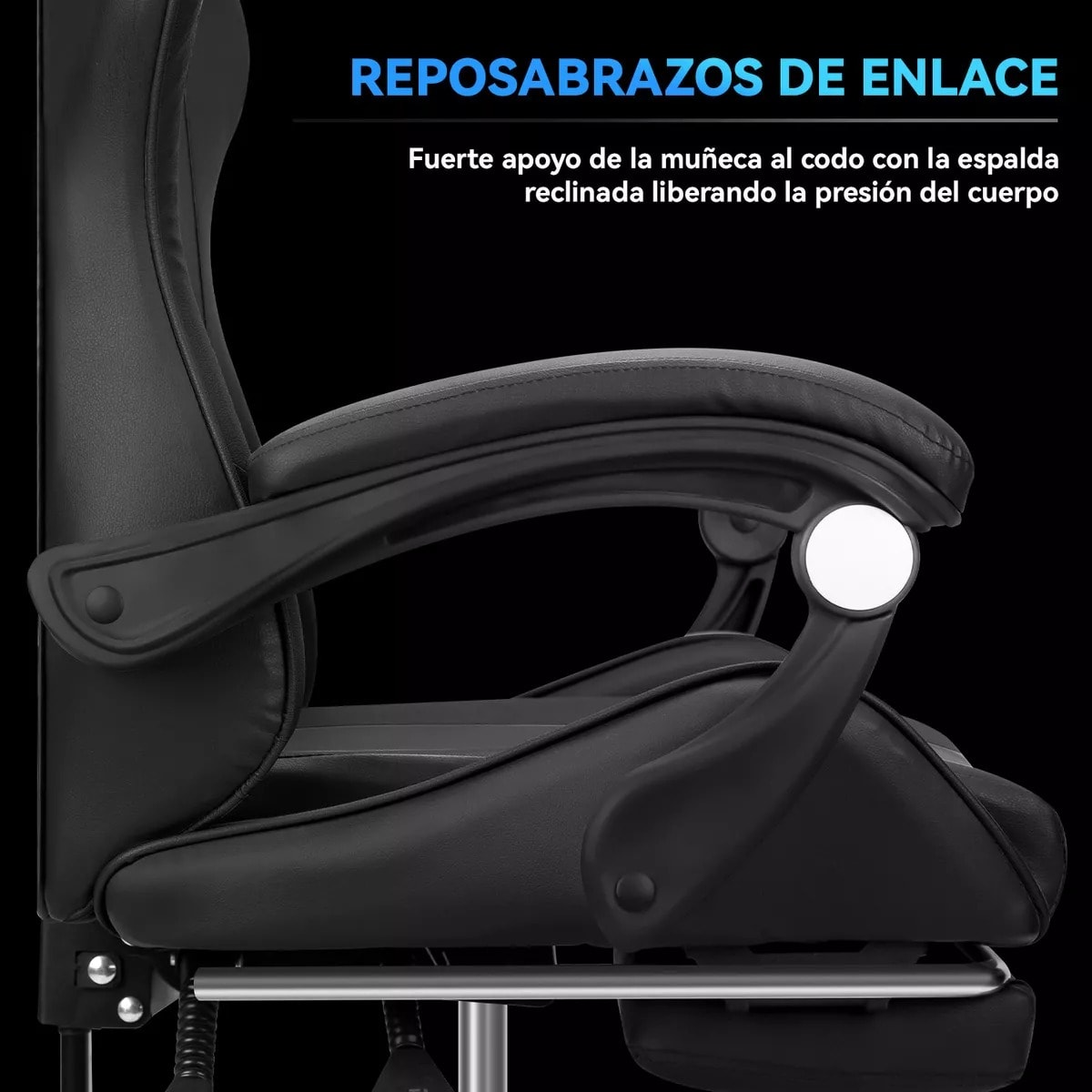 Silla Gamer Profesional GX2000 con Reposapiés-Negro Vidita6