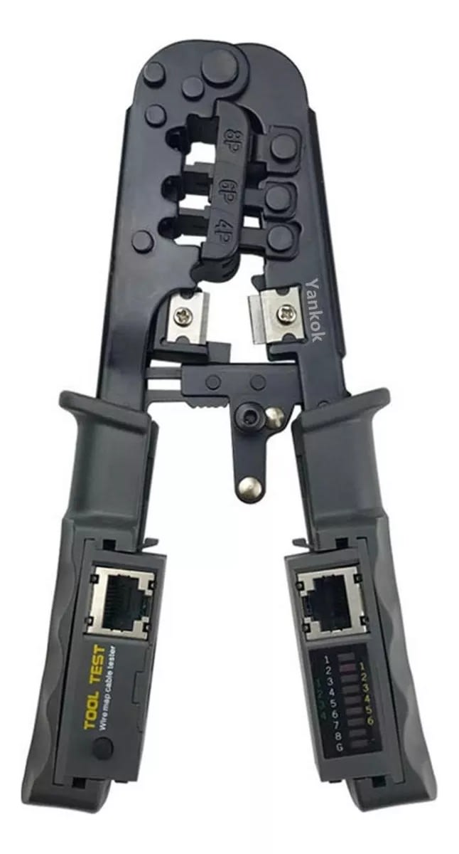 CRIMPADORA RJ45 CORTADOR Y PROBADOR DE CABLES 2 EN 1 468ST NEGRO 0
