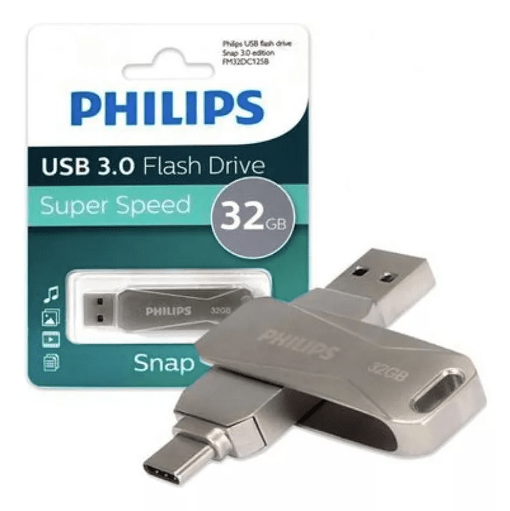 PENDRIVE PHILIPS USB 3.0 FLASH SUPER SPEED 32GB SNAP TYPE-C3