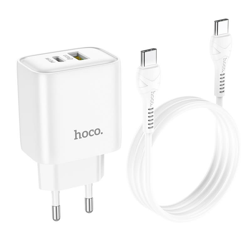 DUAL PORT CHARGER 25W SET USB+C Incluye Cable Tipo C HOCO DC682