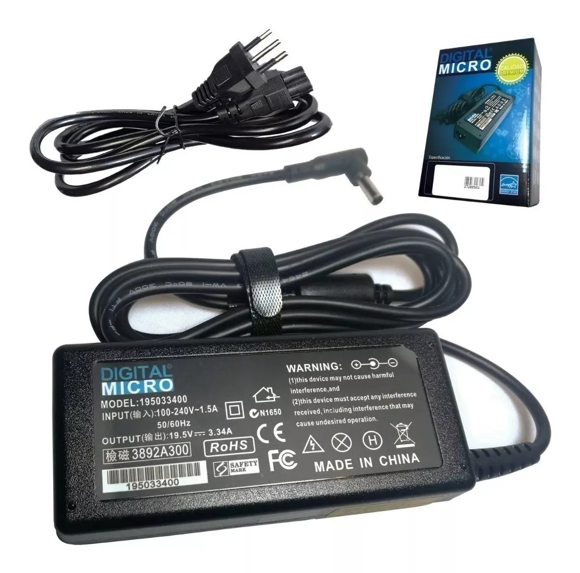 DIGITAL MICRO CHARGER  DELL PIN AZUL 19.5V-3.34A 4.5-3.0mm 65W 0