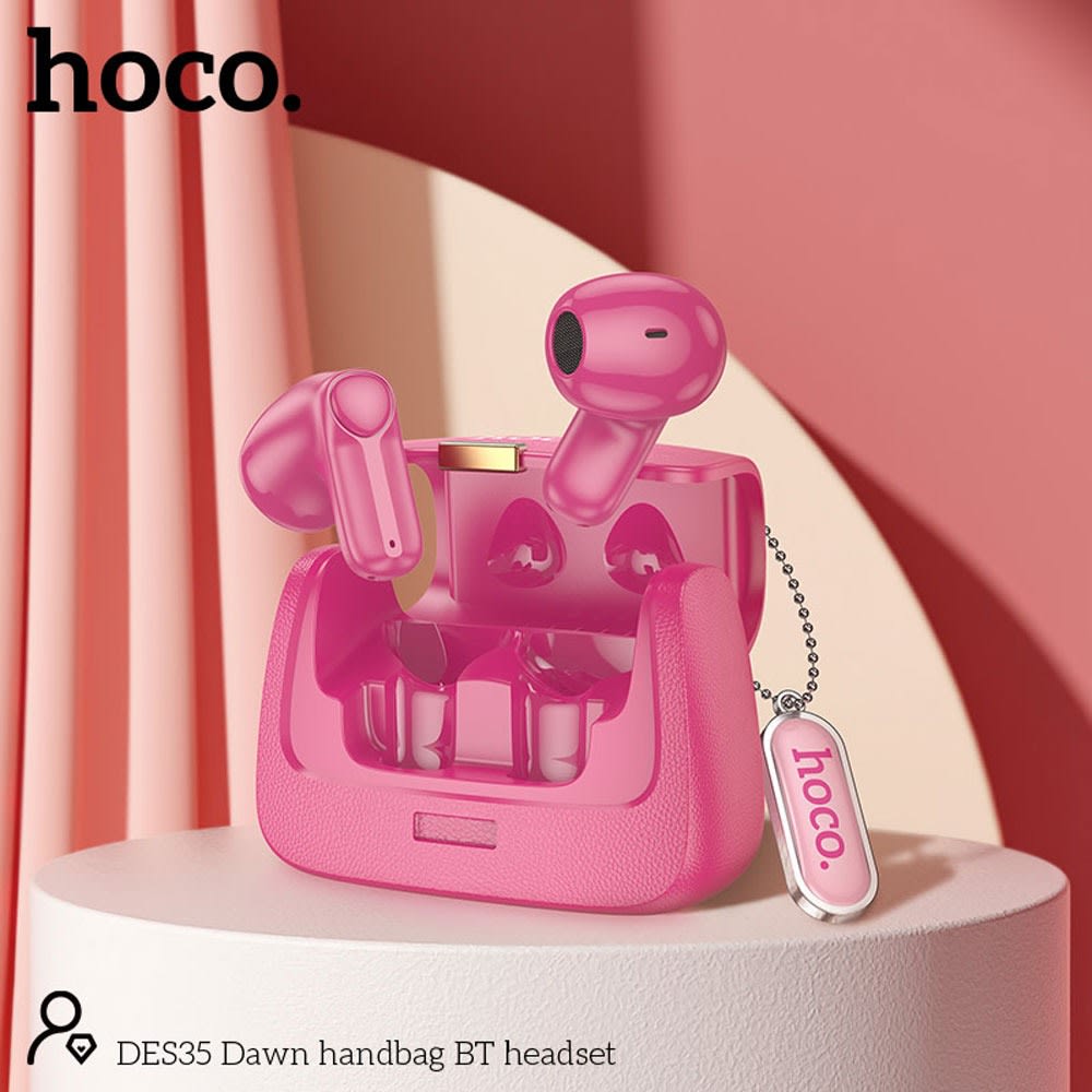 HOCO HANDBAG BT HEADSET WITH METAL LANYARD DES35 ROSADO4