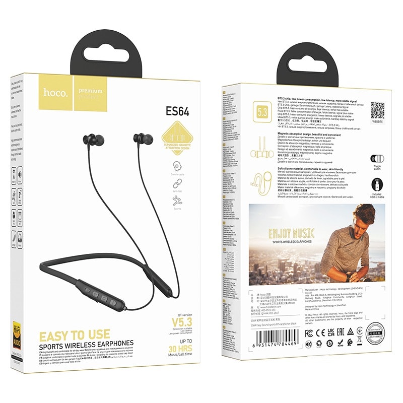 SPORTS WIRELESS EARPHONES EASY TO USE 30 HRS V5.3 ES64 HOCO2
