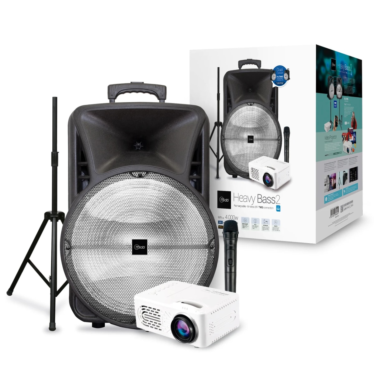 PARLANTE BLUETOOTH MLAB HEAVY BASS2 MIC ATRIL + PROYECTOR 0