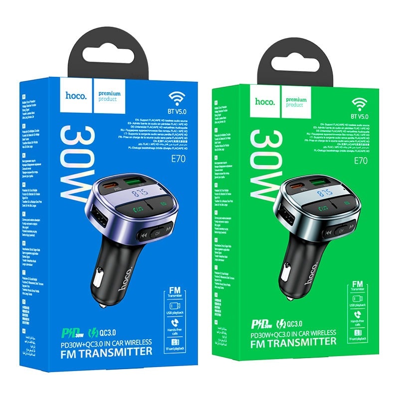 HOCO CHARGER FM TRANSMITTER E70 30W BT5.0 0
