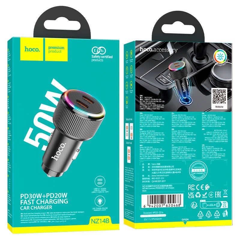 HOCO PD30W+PD20W FAST CHARGING CAR CHARGER 0