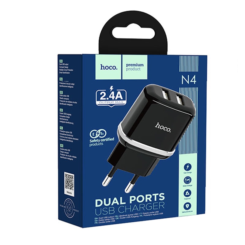 DUAL PORTS USB CHARGER 2.4A N4 OUTPUT MAX HOCO5