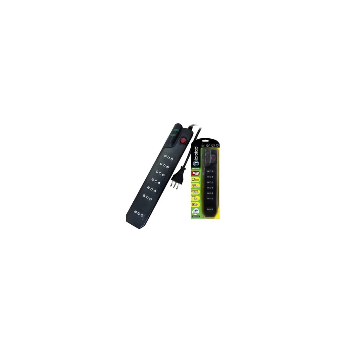 ALARGADOR PROTECTOR ELÉCTRICO Microlab 1400Joules 7-ENCHUFES 2.1MTS.2