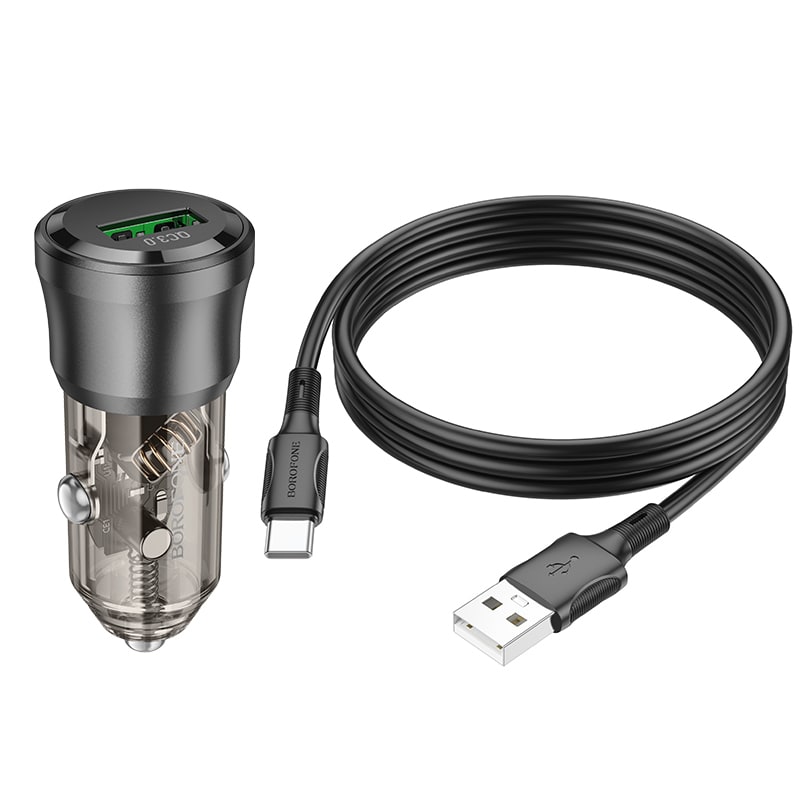SINGLE PORT CAR CHARGER CON CABLE TIPO C 18W BOROFONE2
