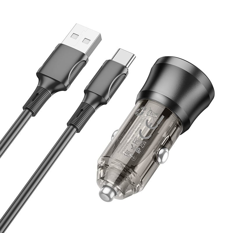 SINGLE PORT CAR CHARGER CON CABLE TIPO C 18W BOROFONE1