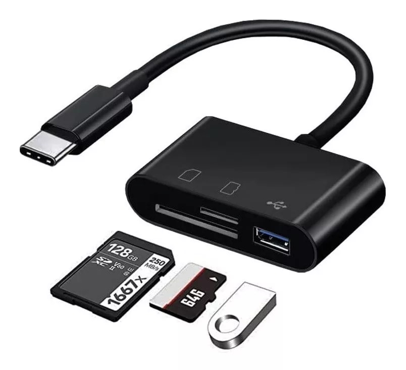 ADAPTADOR TIPO C a USB + SD/MicroSD 0